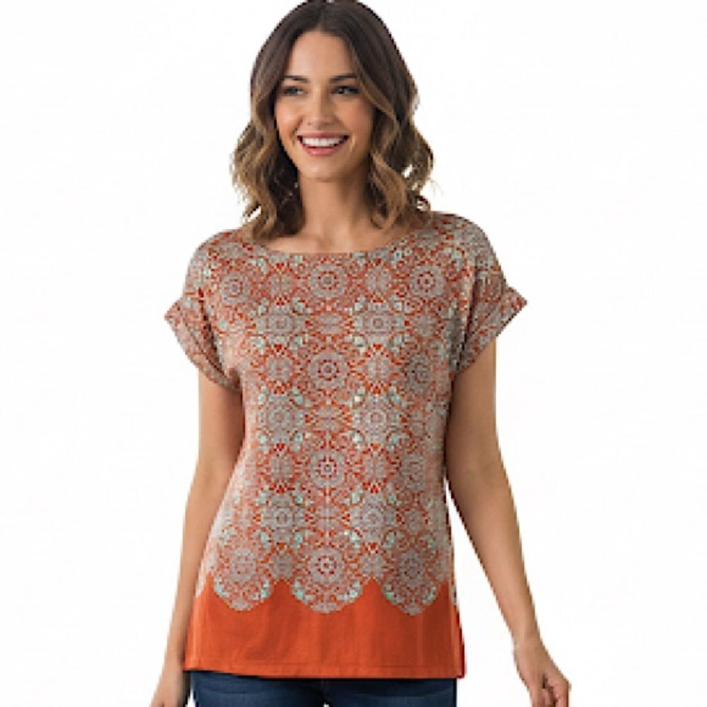 The Limited Coral & Turquoise Medallion Printed Blouse Size XS